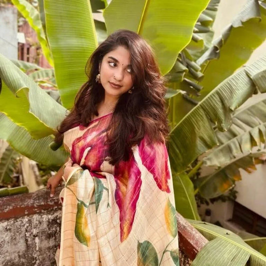 Magenta Floral Tussar